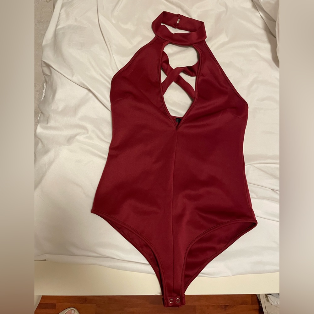 F21 red bodysuit